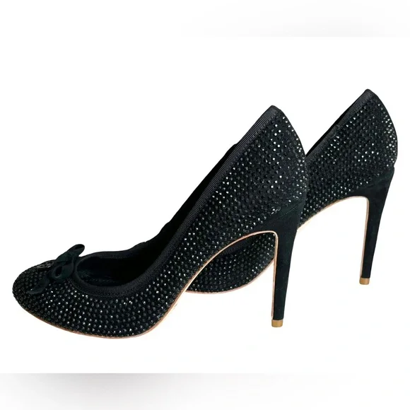 Tory Burch Phoenix Black Pump Rhinestone Soho Lux Heels - Picture 5 of 9